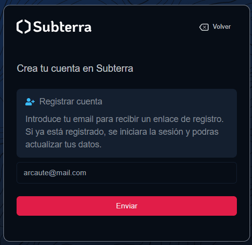 Opciones de registro de cuenta